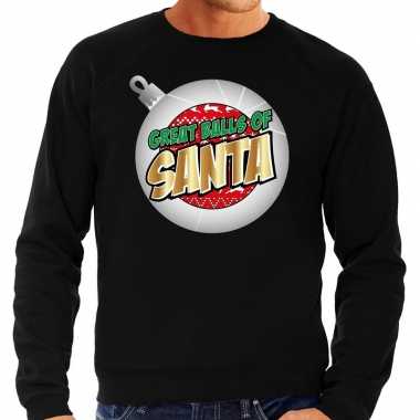 Foute kersttrui great balls of santa zwart voor heren
