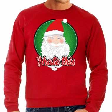 Foute kersttrui i hate this rood voor heren