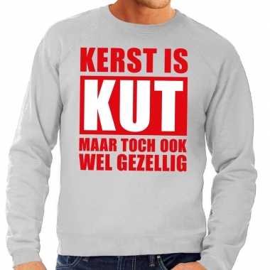 Foute kersttrui kerst is kut maar toch gezellig grijs voor heren