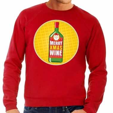 Foute kersttrui merry christmas wine rood heren