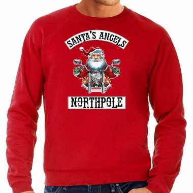 Foute kersttrui / outfit santas angels northpole rood voor heren