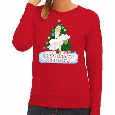 Foute kersttrui rood dont fart at christmas voor dames heren