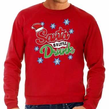 Foute kersttrui santa is a little drunk rood voor heren