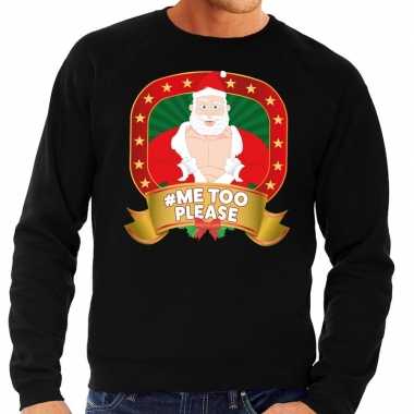 Foute kersttrui zwart hashtag me too please voor heren