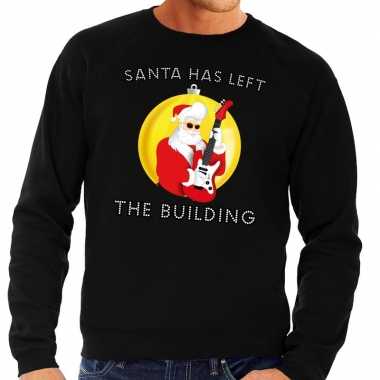 Foute kersttrui zwart santa has left the building voor heren