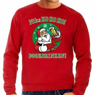 Grote maten kersttrui niks ho ho ho doordrinken bier rood heren