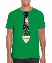 Fout kerst t shirt groen met kerstboom stropdas voor heren