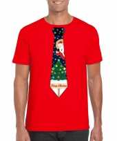 Fout kerst t shirt rood met kerstboom stropdas voor heren