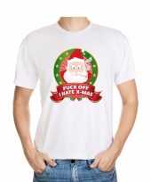 Foute kerst t shirt wit fuck off i hate x mas heren