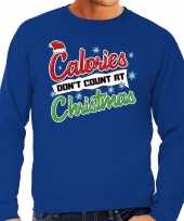 Foute kersttrui calories dont count christmas blauw voor heren