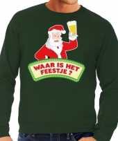 Foute kersttrui groen waar is het feestje voor heren