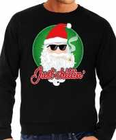 Foute kersttrui just chillin zwart voor heren