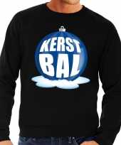 Foute kersttrui kerstbal blauw op zwarte sweater voor heren