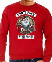 Foute kersttrui outfit dont fuck with santa rood voor heren
