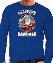 Foute kersttrui outfit northpole roulette blauw voor heren