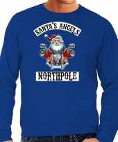 Foute kersttrui outfit santas angels northpole blauw voor heren
