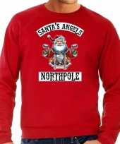 Foute kersttrui outfit santas angels northpole rood voor heren