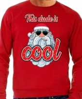 Foute kersttrui stoere kerstman this dude is cool rood heren