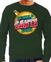 Foute kersttrui the name is santa bitches groen voor heren