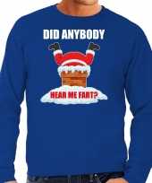 Grote maten foute kersttrui outfit did anybody hear my fart blauw voor heren