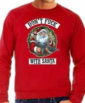 Grote maten foute kersttrui outfit dont fuck with santa rood voor heren