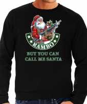 Grote maten foute kersttrui outfit rambo but you can call me santa zwart voor heren