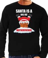 Grote maten foute kersttrui outfit santa is a big fat motherfucker zwart voor heren