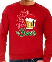 Grote maten ho ho hold my beer fout kersttrui outfit rood voor heren