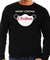 Grote maten merry corona christmas foute kersttrui outfit zwart voor heren