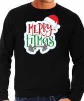 Merry fitmas kersttrui outfit zwart voor heren