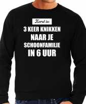 Zwarte foute kersttrui sweater kerst is 3 keer knikken naar schoonfamilie outfit heren